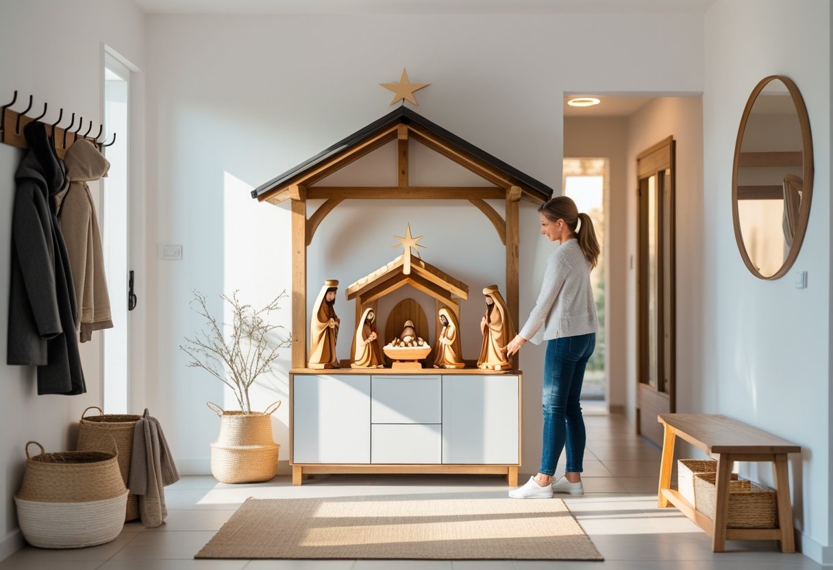 Sådan skaber du orden i entreen med et jule krybbespil lavet af træ